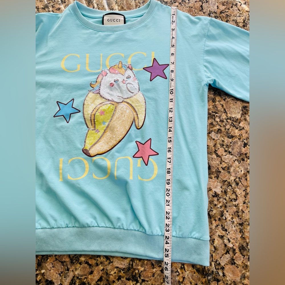 GUCCI Women's Bananya Crewneck Sweater Sequin
Embellished Cotton Blue - Picture 12 of 14